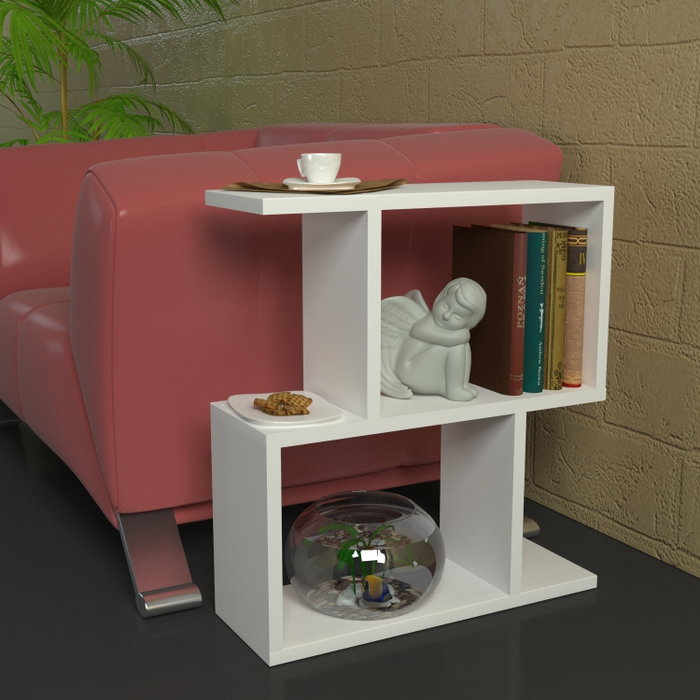 Hanah Home Mesa Auxiliar Karinus White, Estilo Escandinavo, Tablero Melamina, 18mm, 50x55.4x17.5cm, Blanco